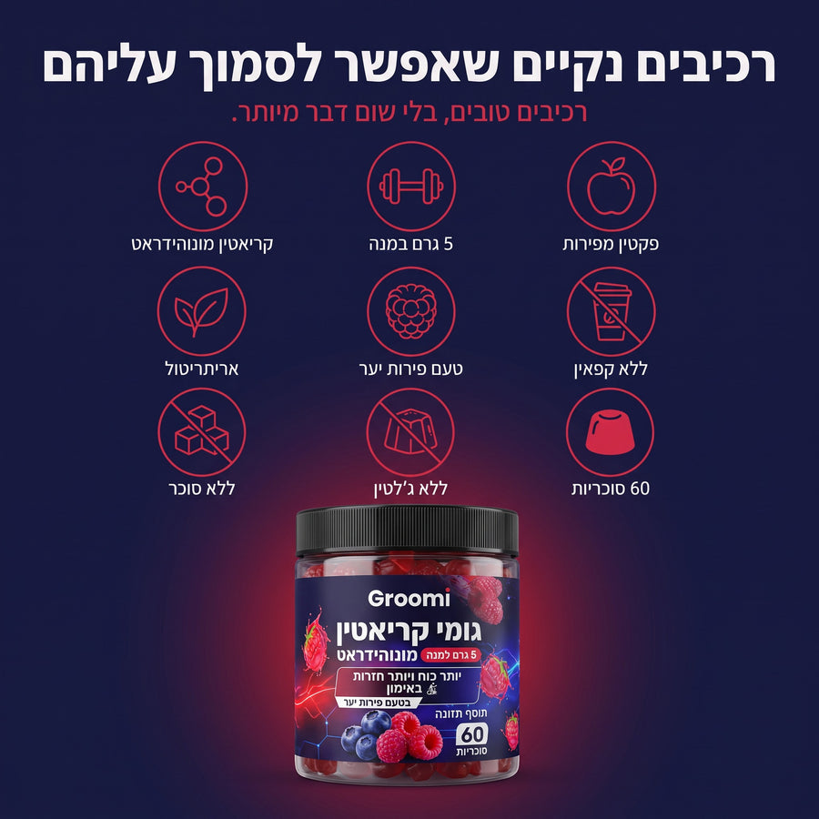 גומי קריאטין של Groomi: רכיבים נקיים
